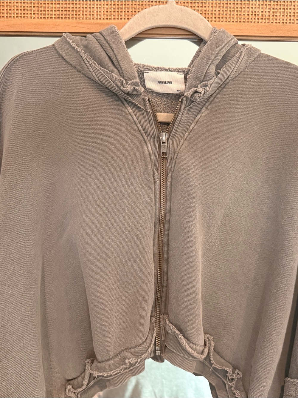 Joah Brown Deconstructed Cropped Zip Hoodie Washed Black M/L - Picture 4 of 16